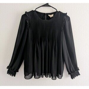 Sezane Black Pleated Blouse
